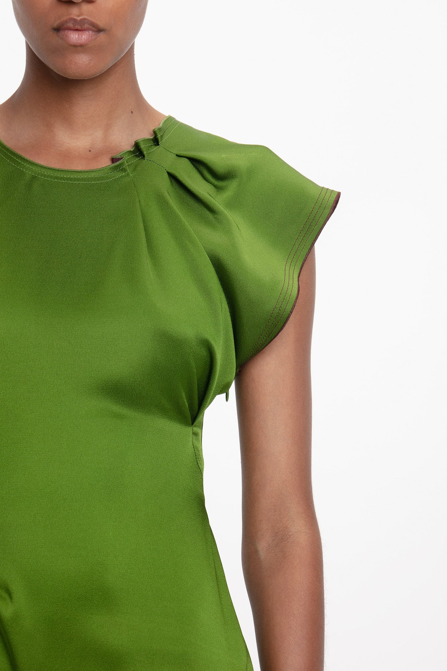 Draped Pleat Detail Midi Dress