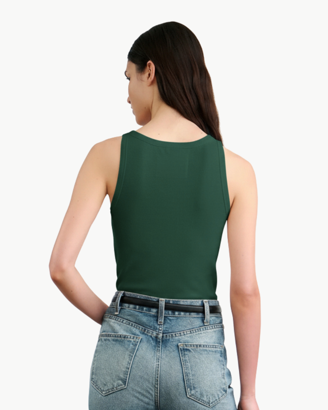 Jennifer Rib Tank In Evergreen