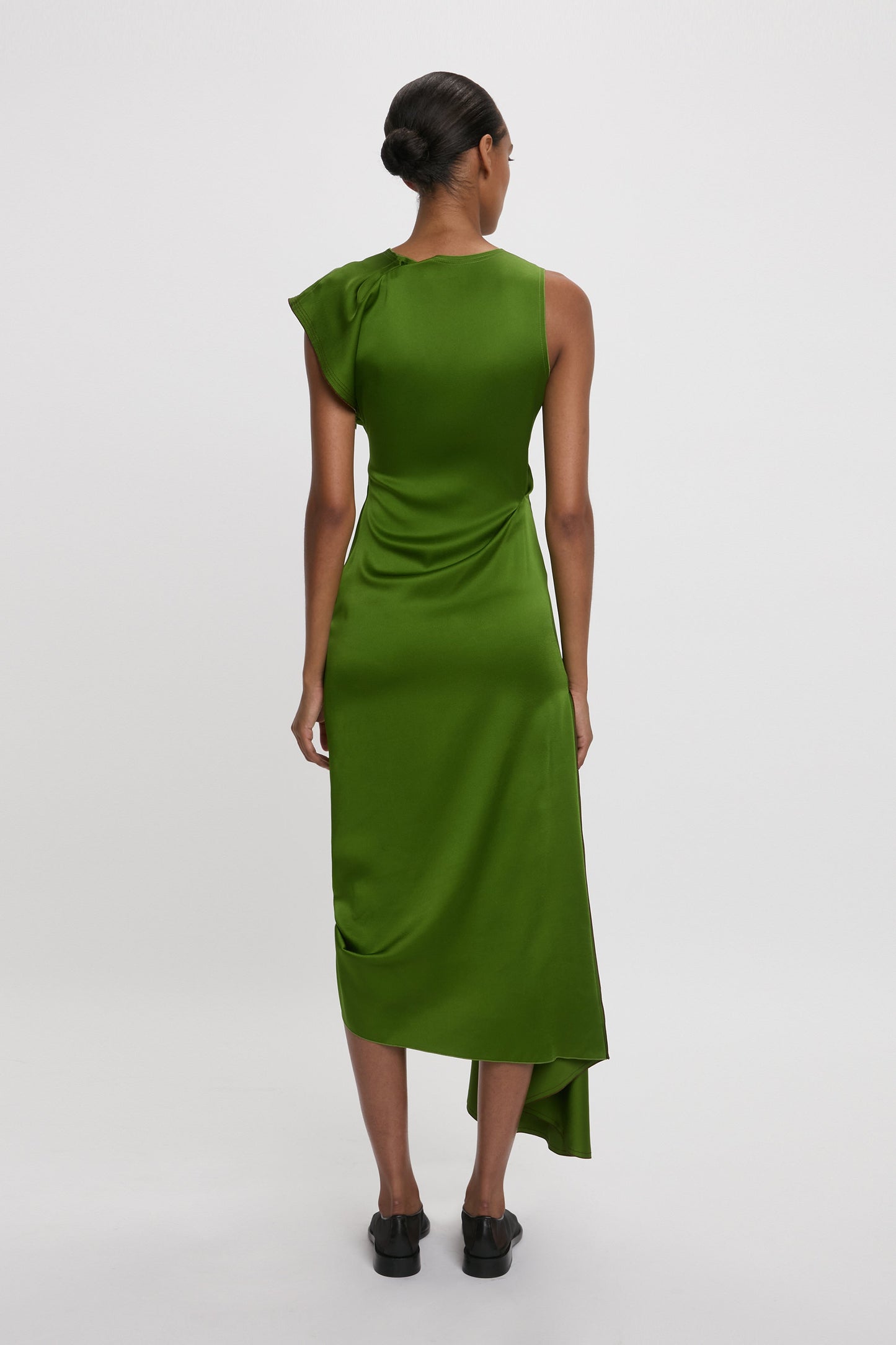 Draped Pleat Detail Midi Dress