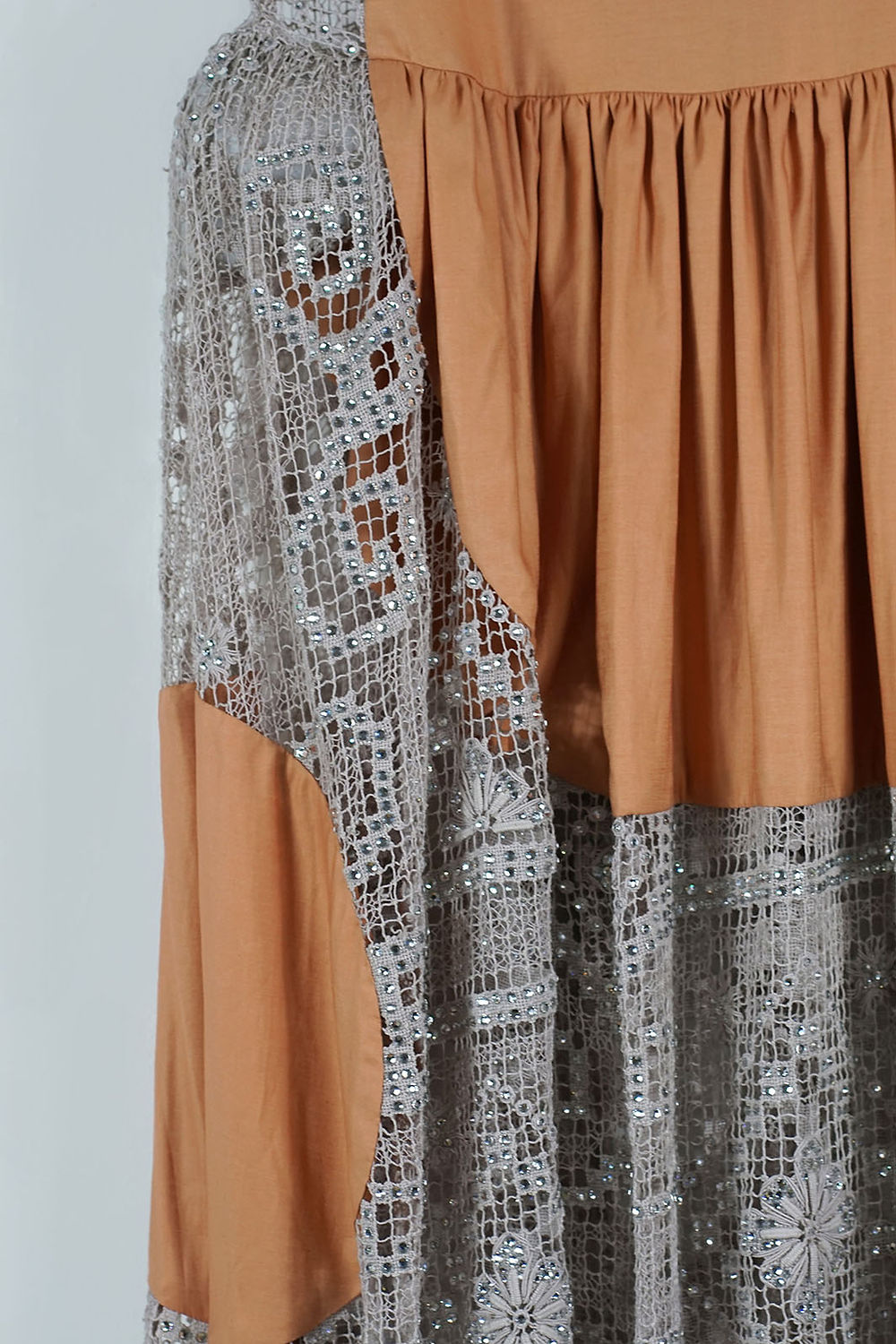 Vintage Filet Lace Crystal Dress