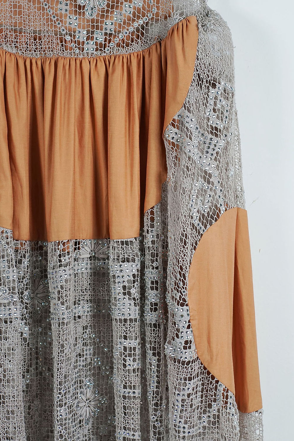 Vintage Filet Lace Crystal Dress