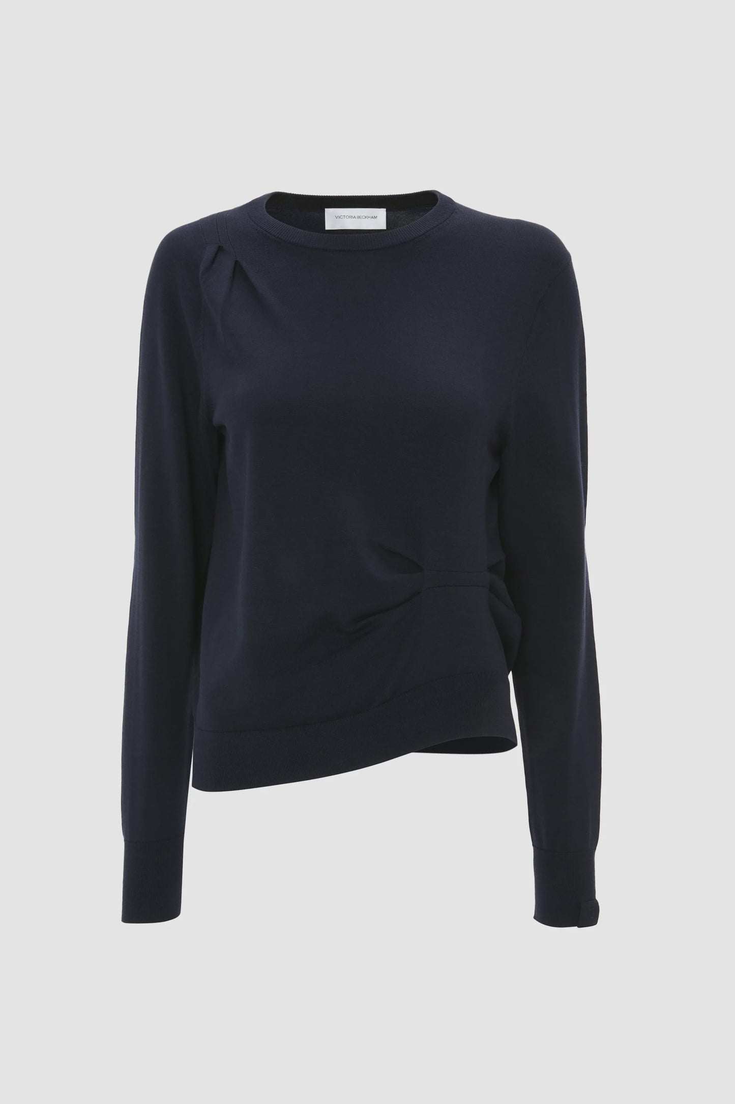 Draped Pleat Detail Crew Neck Top
