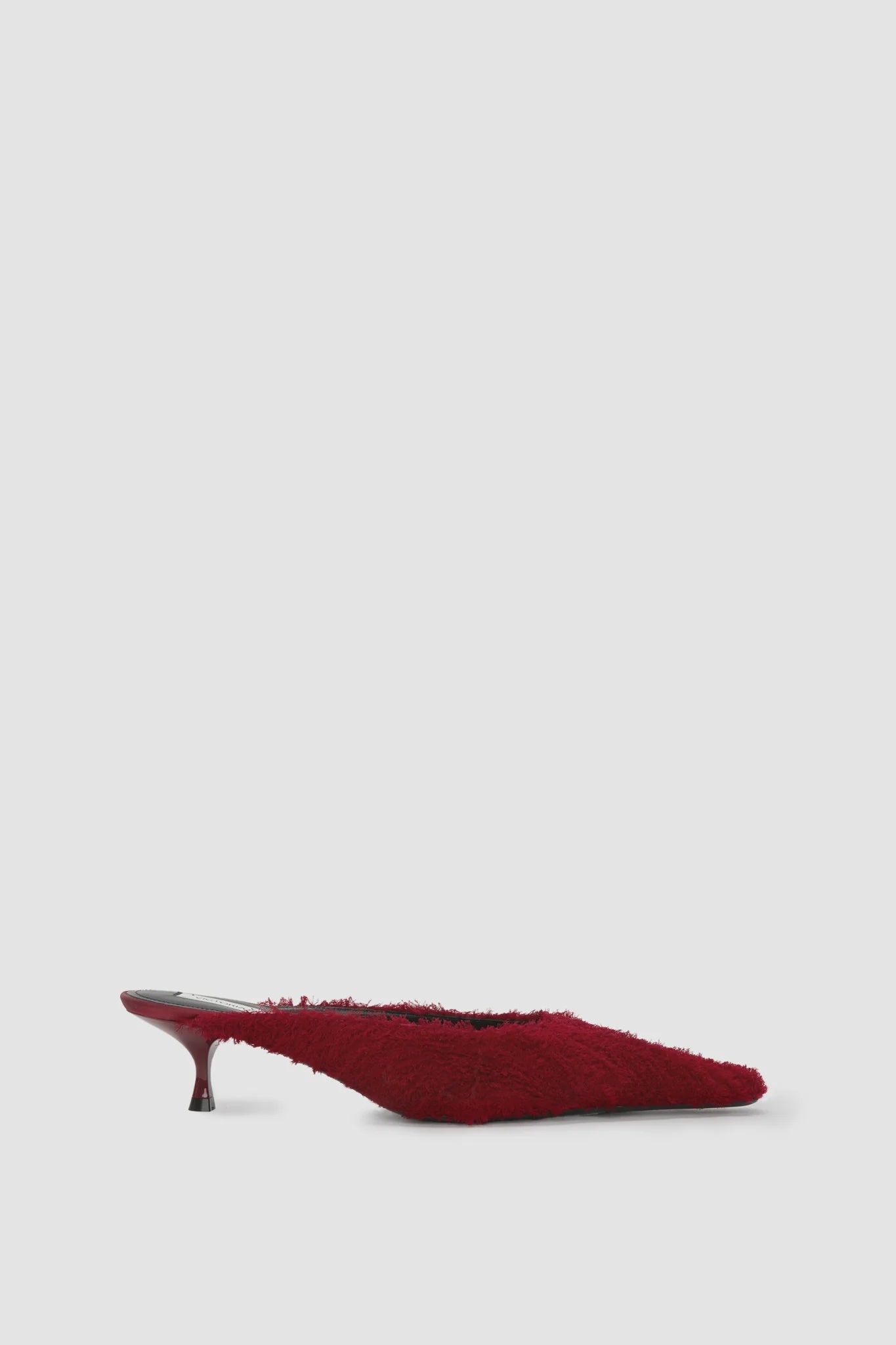 Sloan Mule In Cherry Red Embroidered Satin