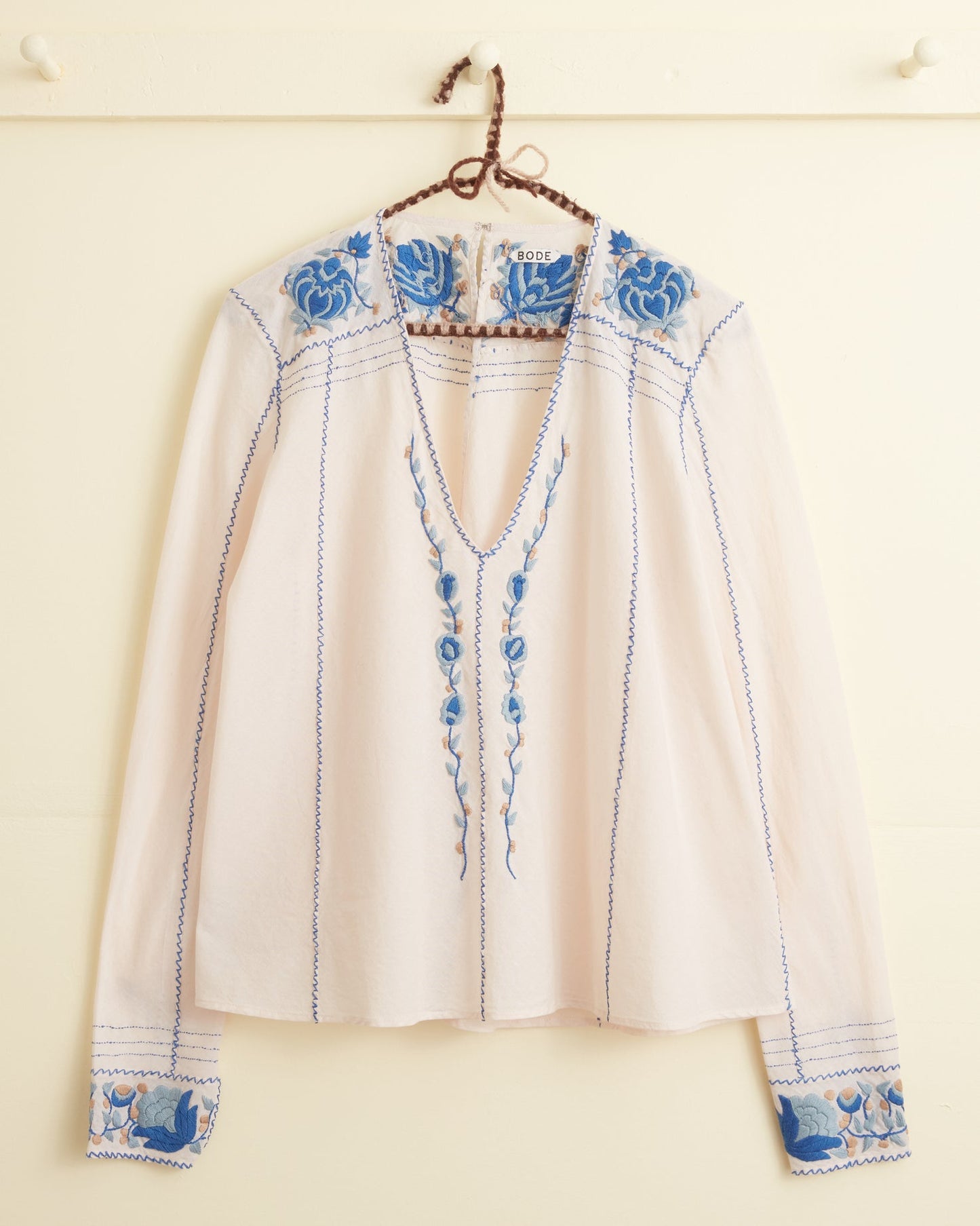 Embroidered Cornflower Top