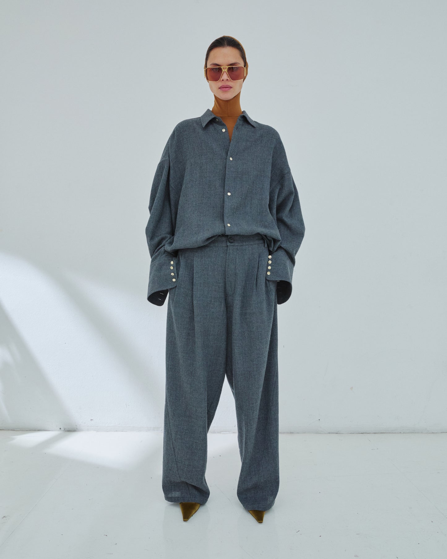 Georgia Detachable Scarf Japanese Wool Shirt