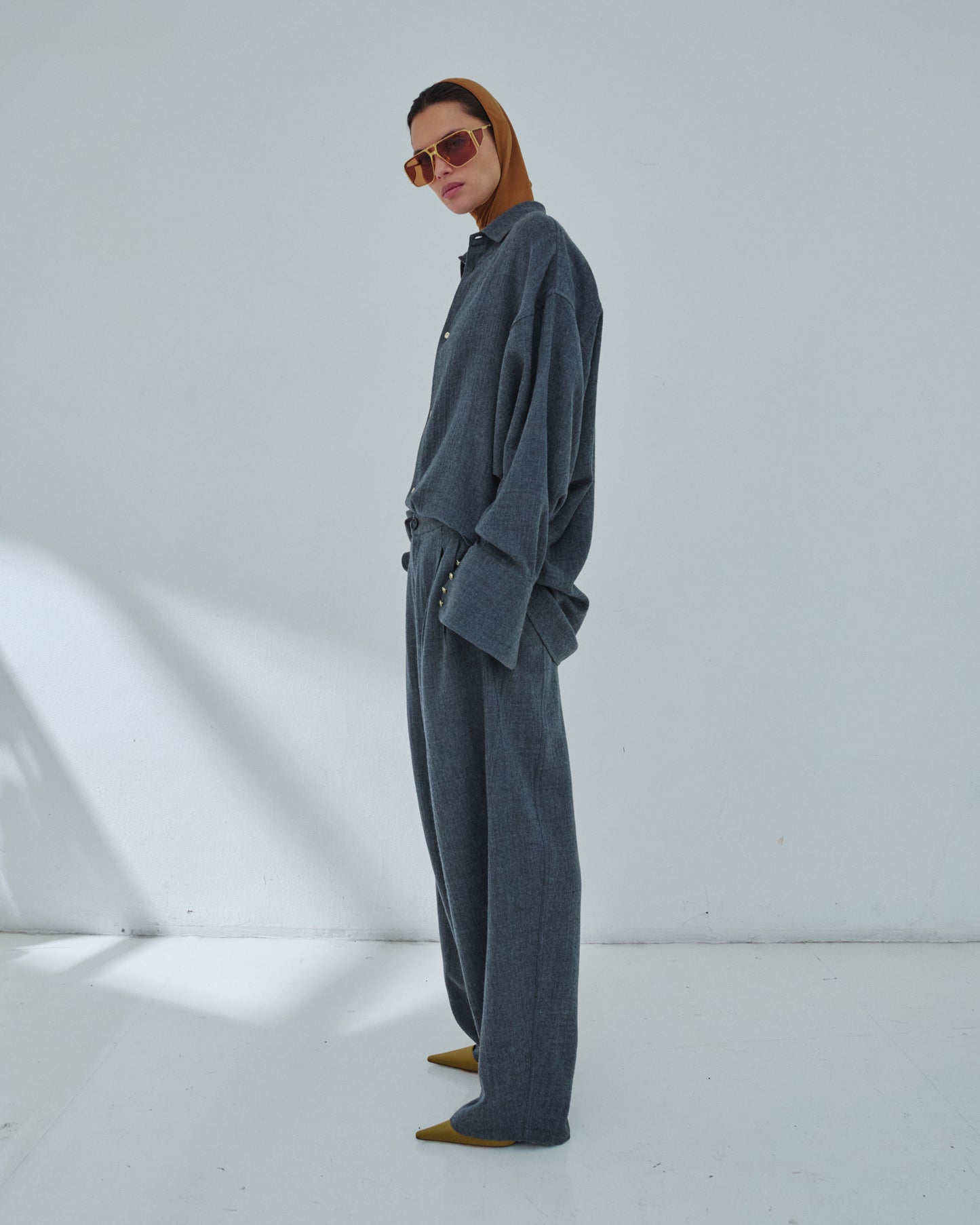 Georgia Detachable Scarf Japanese Wool Shirt