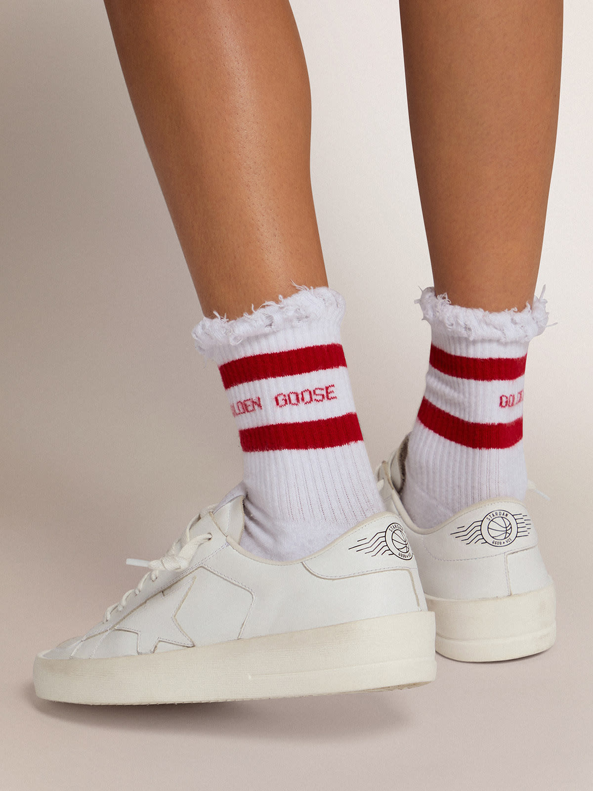 Cotton socks with stripes and logo