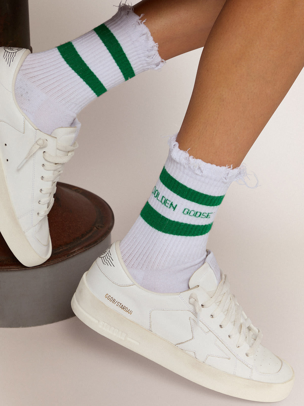 Cotton socks with stripes and logo