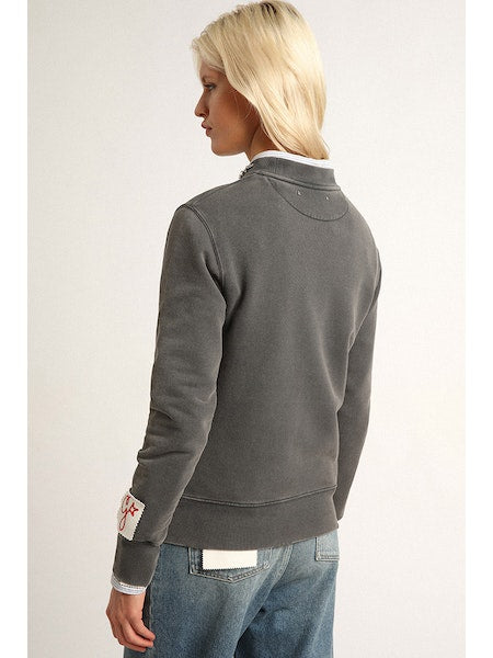 Sweatshirt in anthracite grey with cabouchon crystals