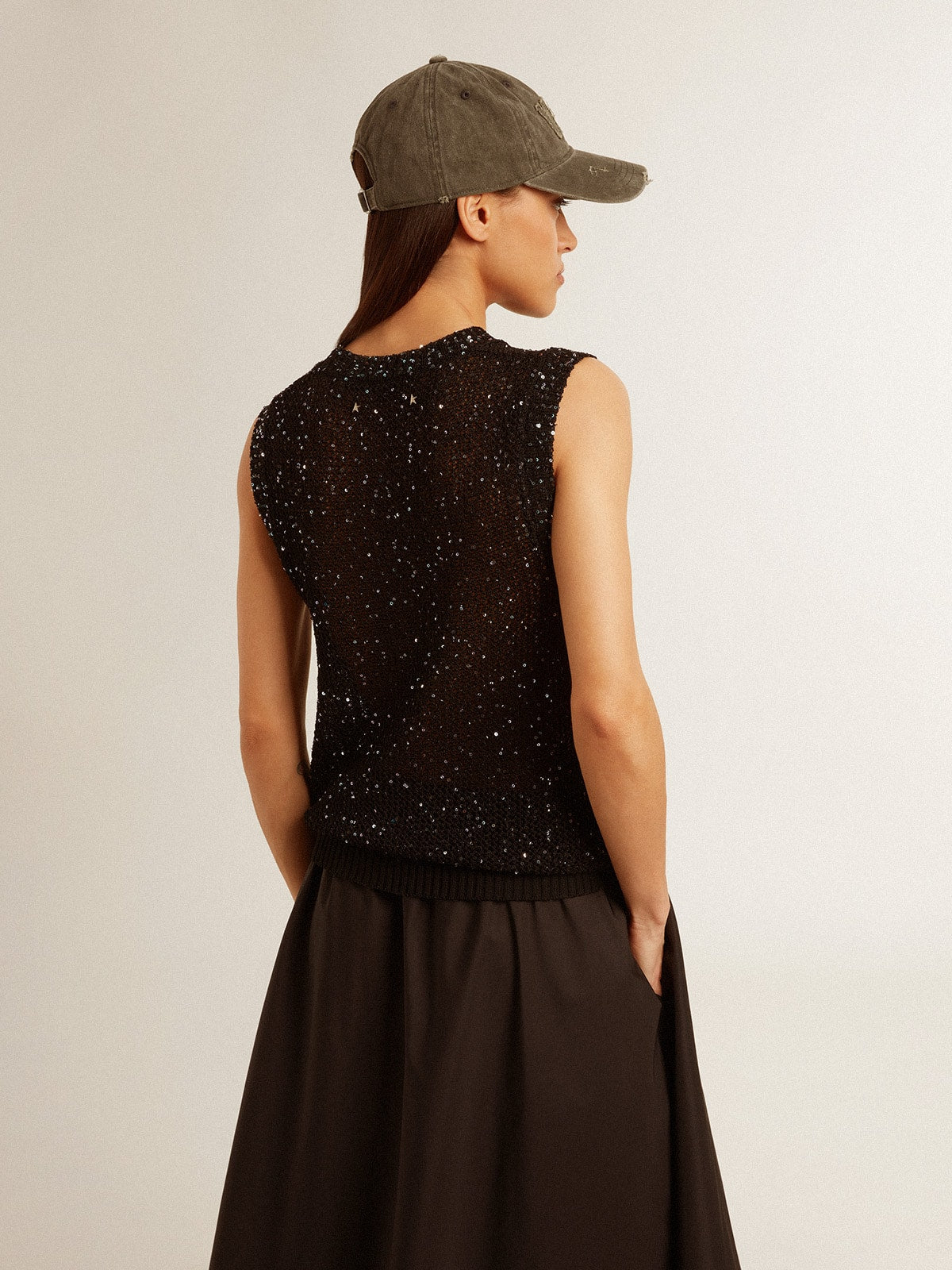 Journey Sequins Mesh Knit Tank Top