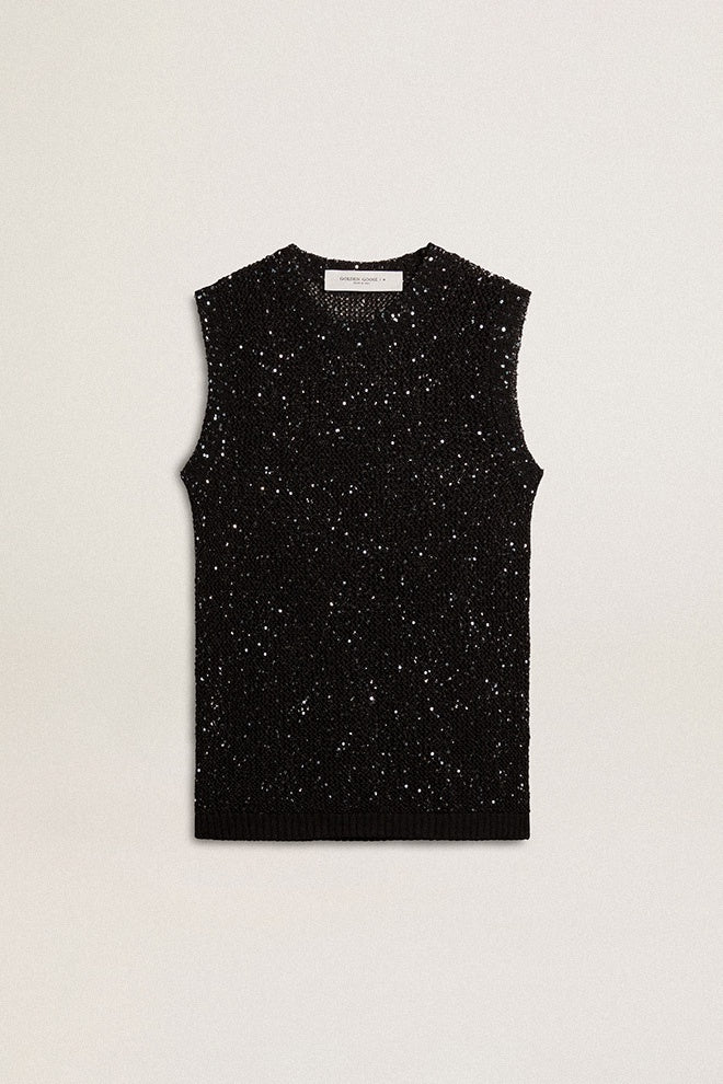 Journey Sequins Mesh Knit Tank Top