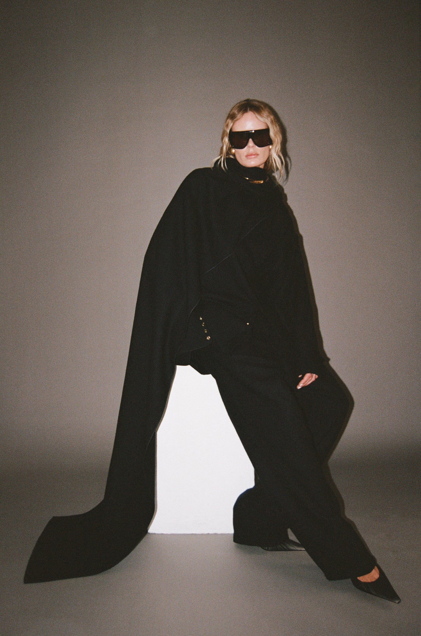 Black Phebe Wide Leg Japanese Wool Pants