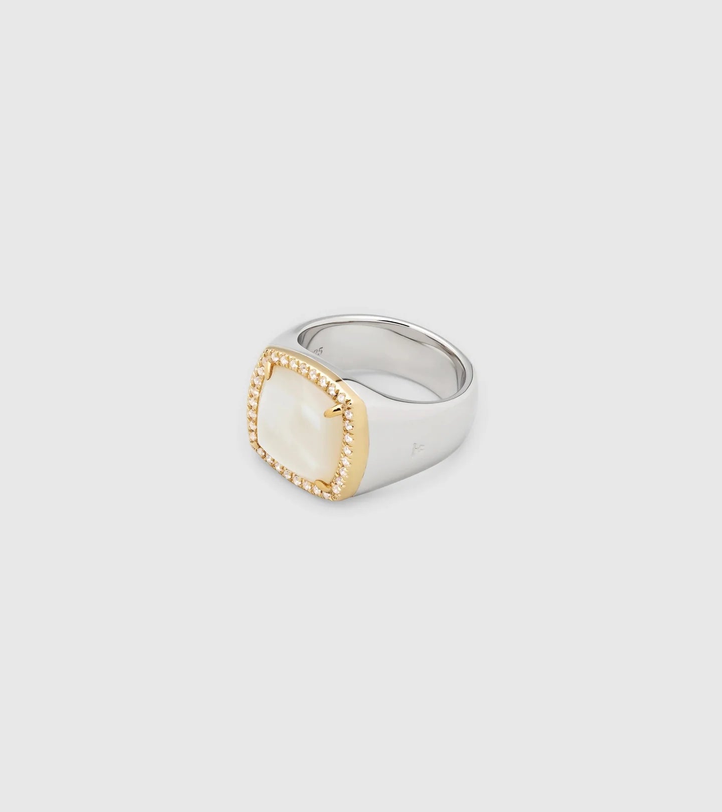 May Ring White MOP with Diamonds
