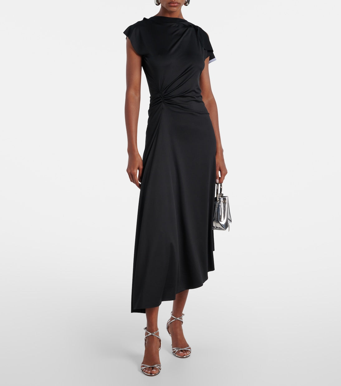Draped Sleeve Midi Dress