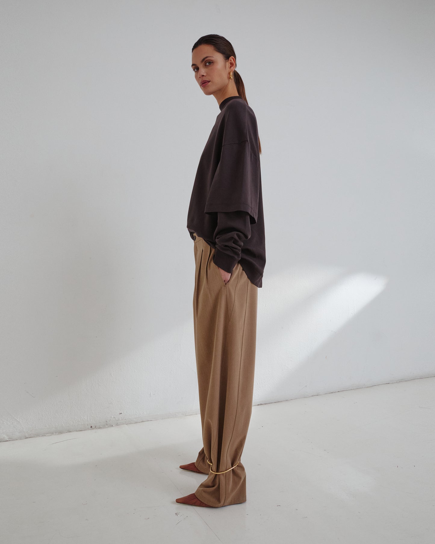 Phebe Cuff Adorned Wide Leg Pants