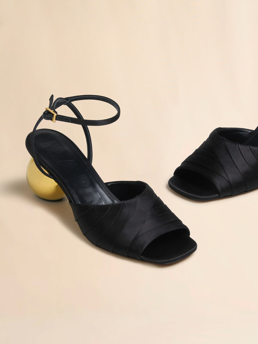 Black Folded Satin Sandal