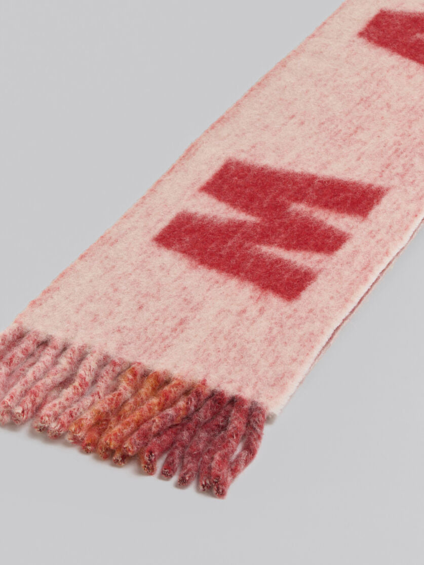 Pink Mohair and Wool Scarf with Maxi Logo