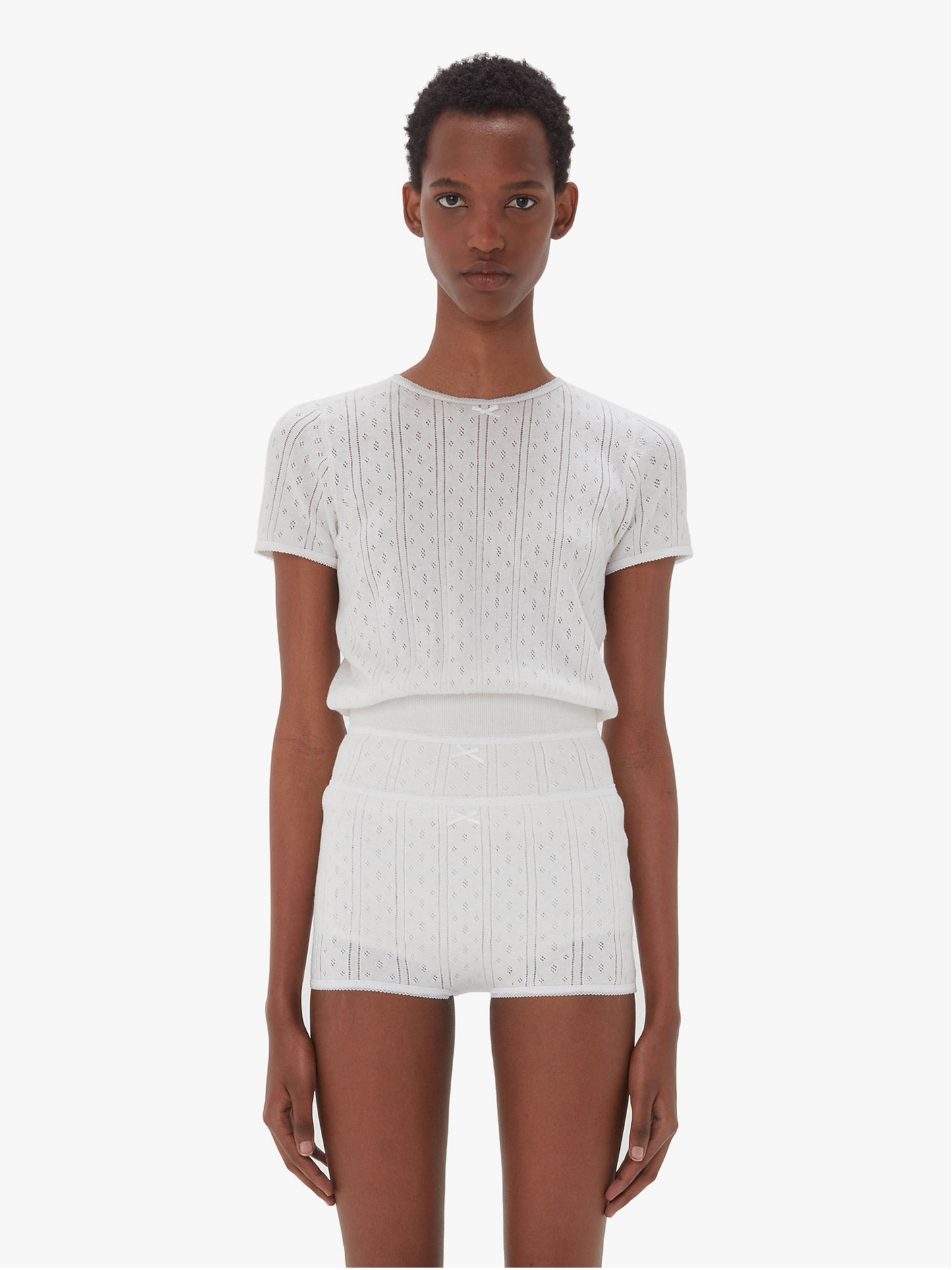 Cap Sleeve Pointelle Top