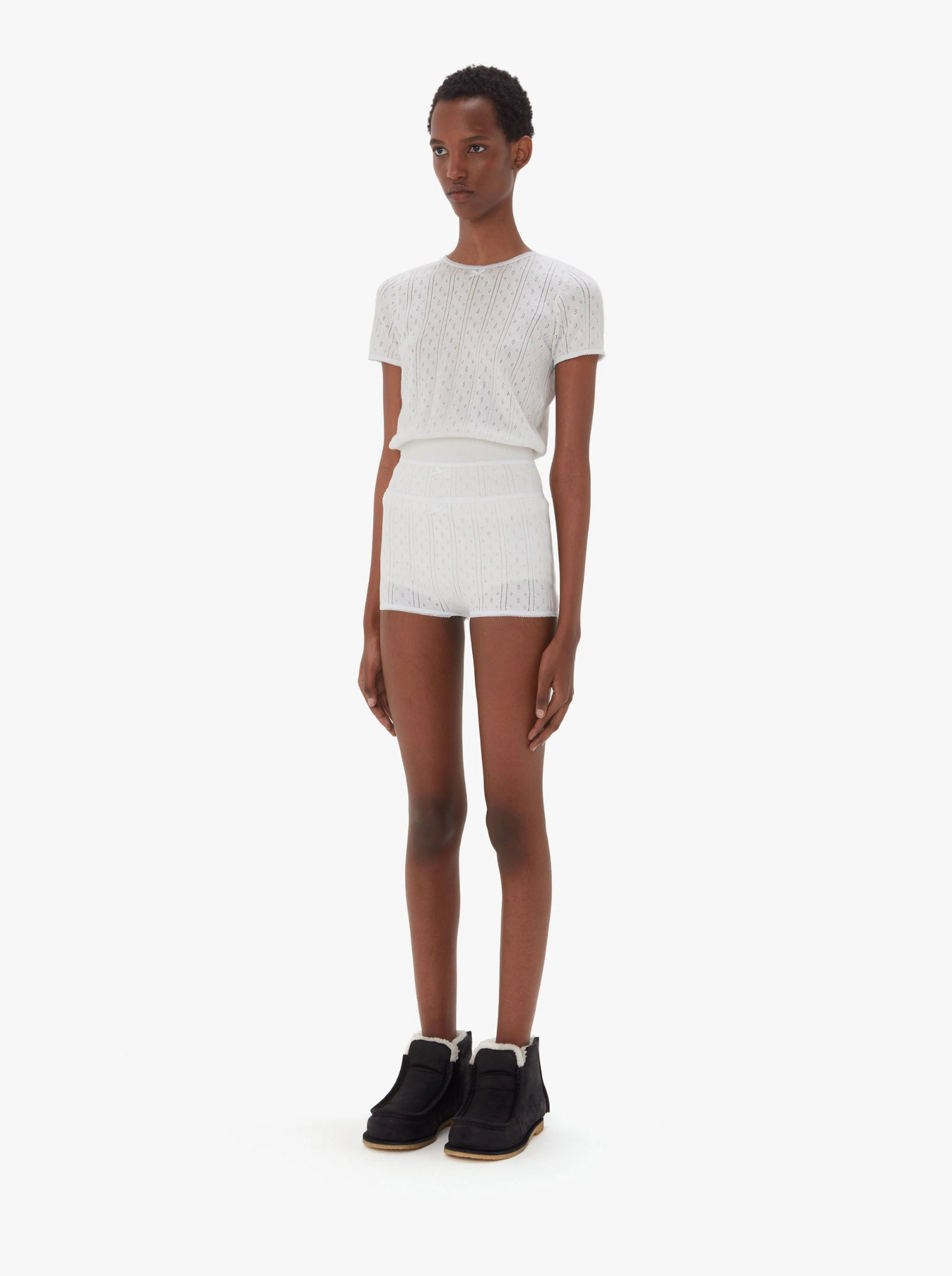 Cap Sleeve Pointelle Top