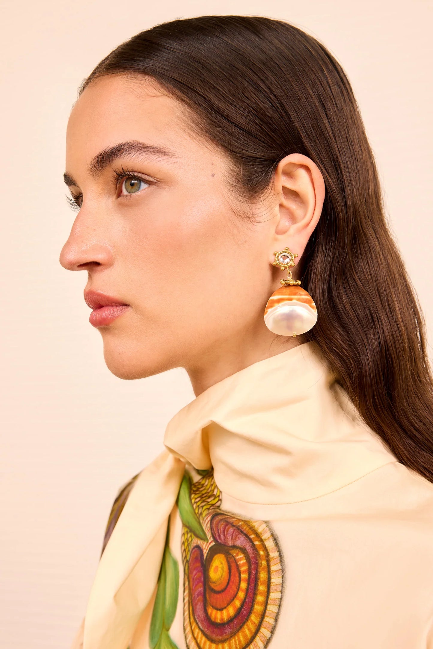 Embellished Shell Drop Earring