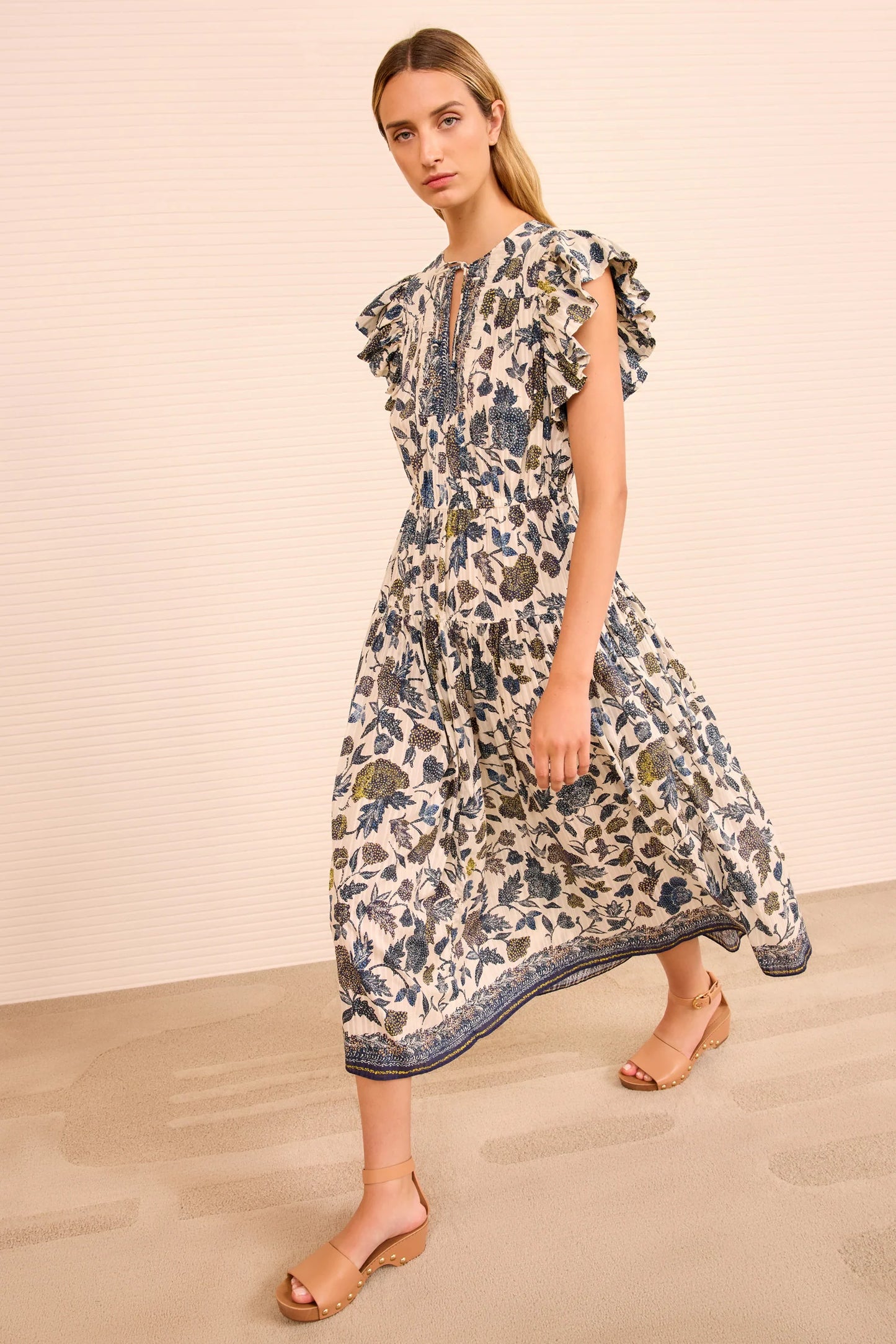 Kairi Flutter Sleeve Midi Dress