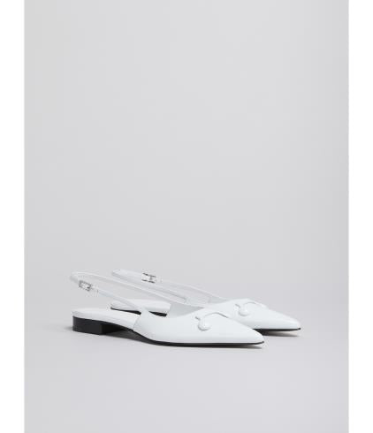 White Leather Trunkaroo Slingbacks