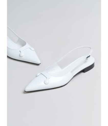 White Leather Trunkaroo Slingbacks