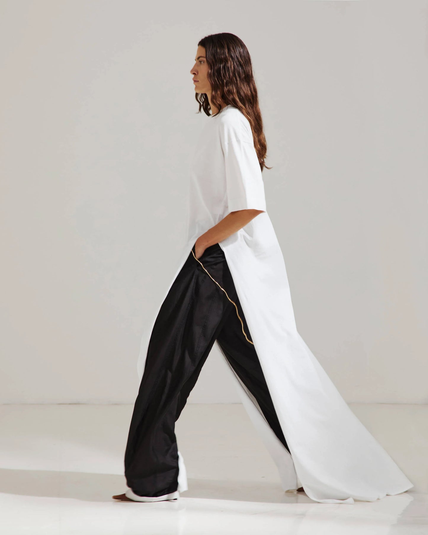 Phebe Chain Adorned Double Sided Wide-Leg Pants