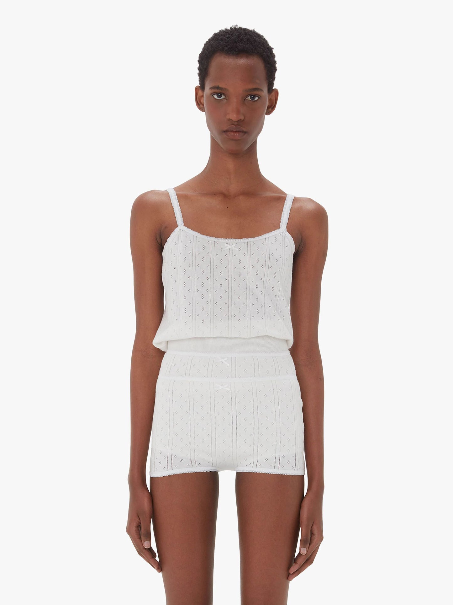 Pointelle Straight Neck Vest