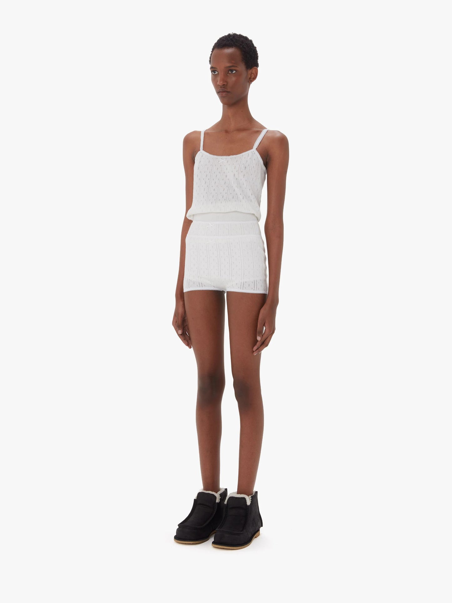 Pointelle Straight Neck Vest
