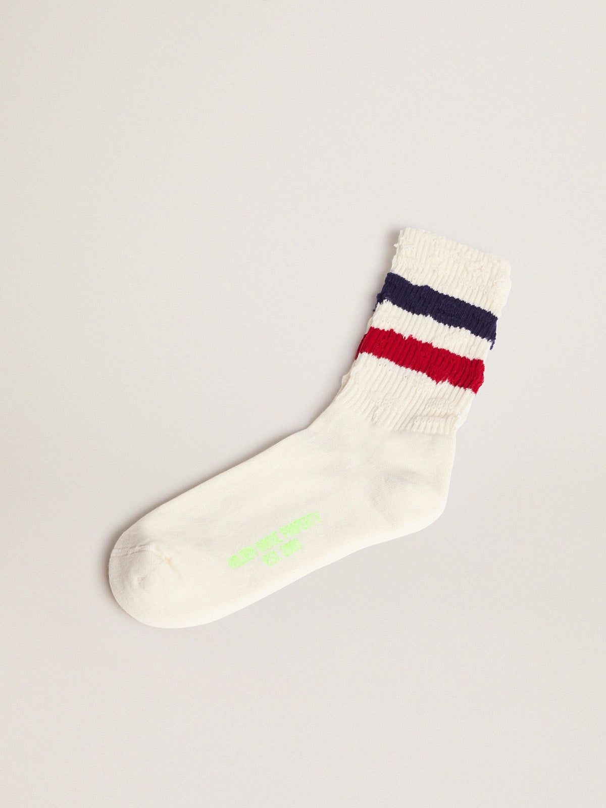 Vintage white socks navy /red stripe