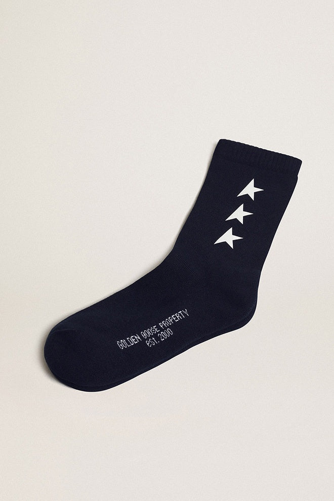 Side Star Socks in Dark Blue