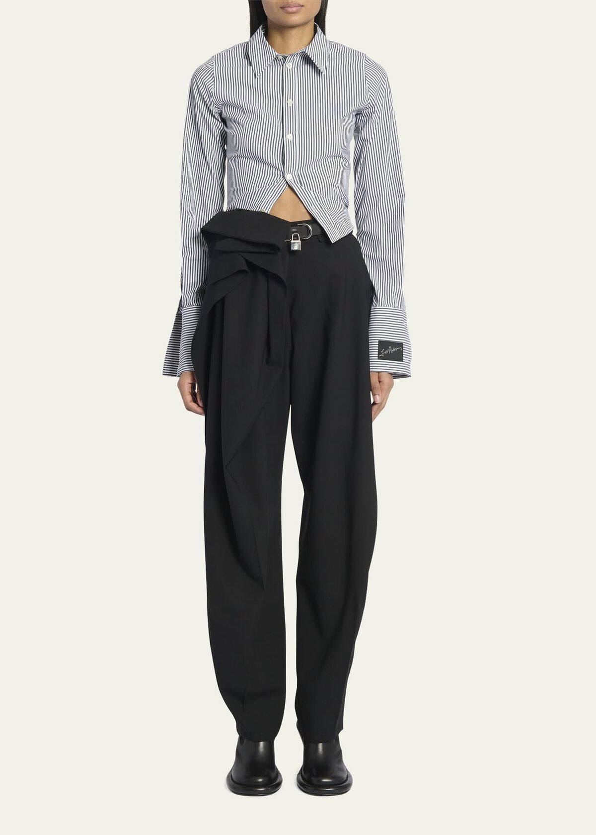 Padlock Strap Fold Over Trousers