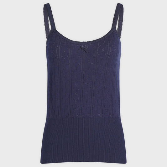 Pointelle Vest in Navy