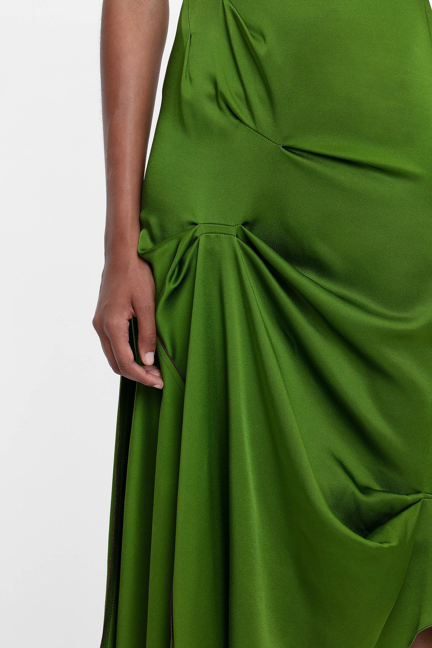 Draped Pleat Detail Midi Dress