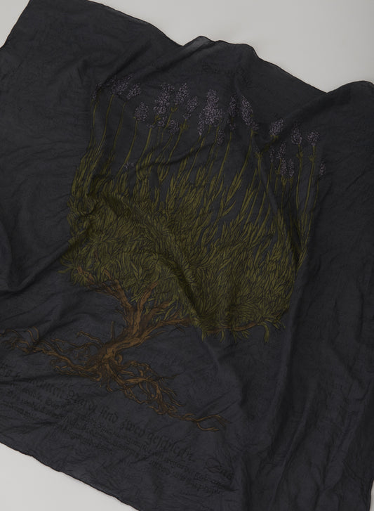 C/Si Lavender Print Scarf in Charcoal
