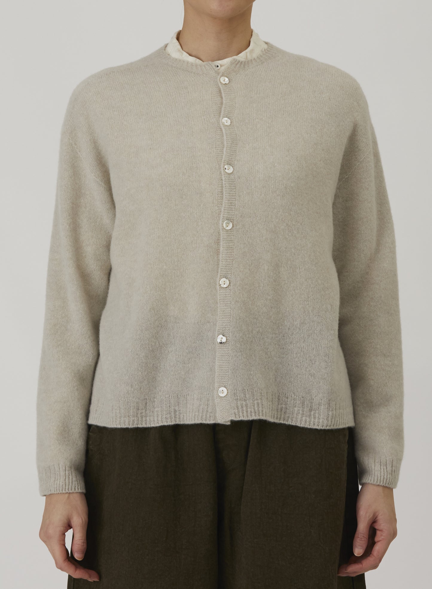 Fine Wool Crewneck Cardigan