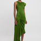 Draped Pleat Detail Midi Dress