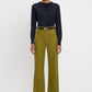 Draped Pleat Detail Crew Neck Top