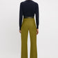Draped Pleat Detail Crew Neck Top