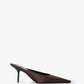 Sloan Stiletto Mule In Dark Brown Satin
