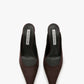 Sloan Stiletto Mule In Dark Brown Satin