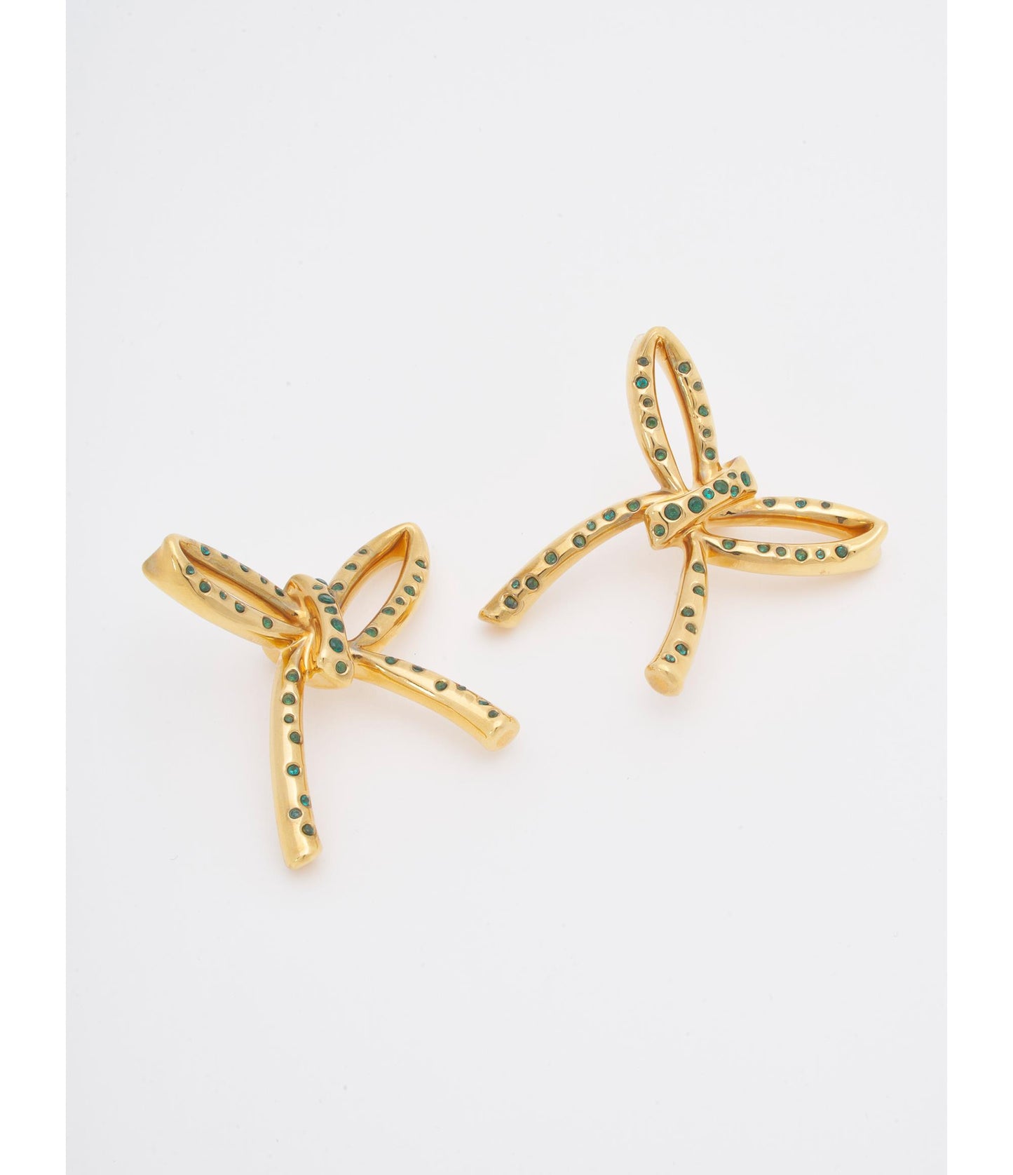 Pair of Metal and Rhinestone Bow Earrings