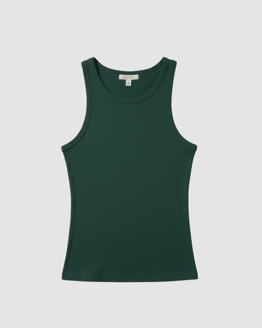 Jennifer Rib Tank In Evergreen