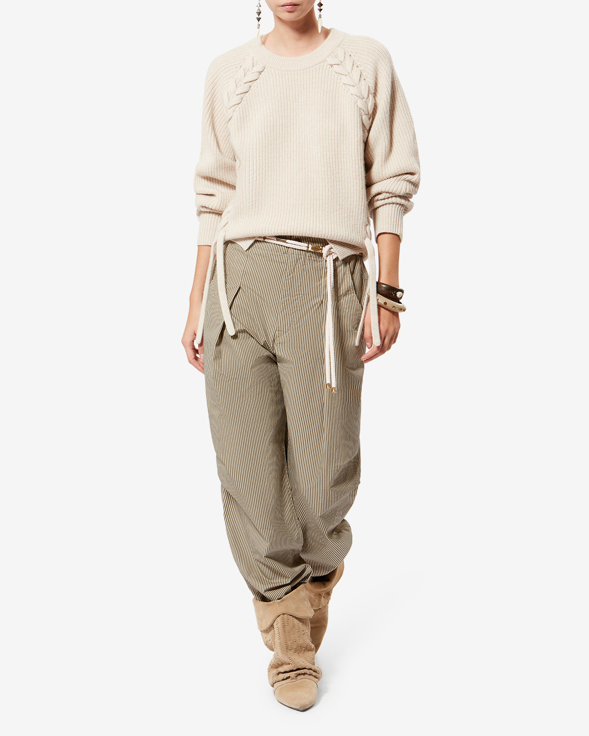 Ceryne Striped Cotton Trousers