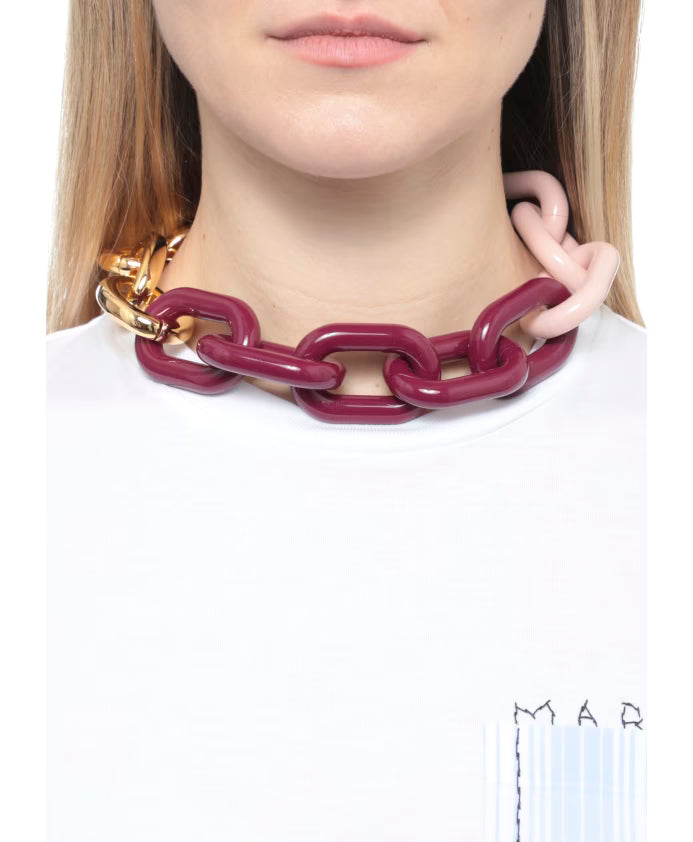 Ruby Resin Metal Necklace