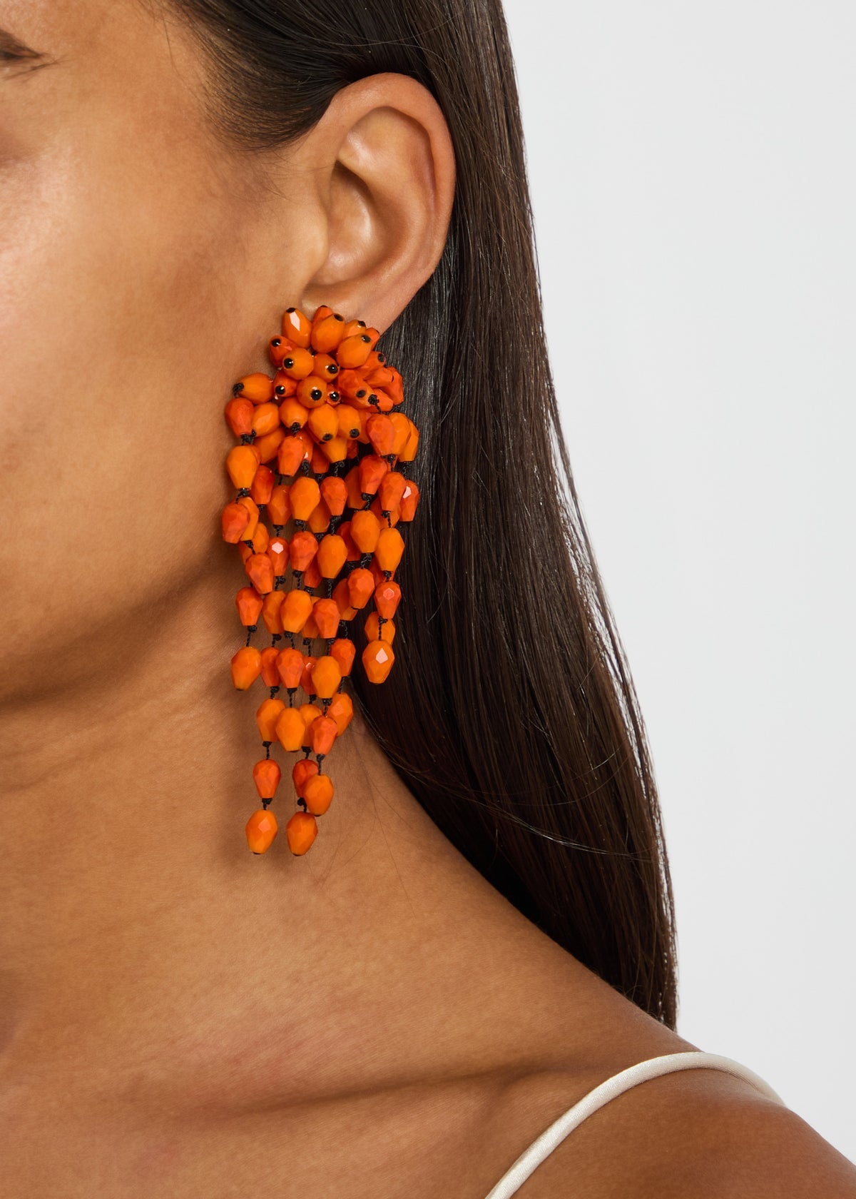 Hanabi Clip Earrings in Orange