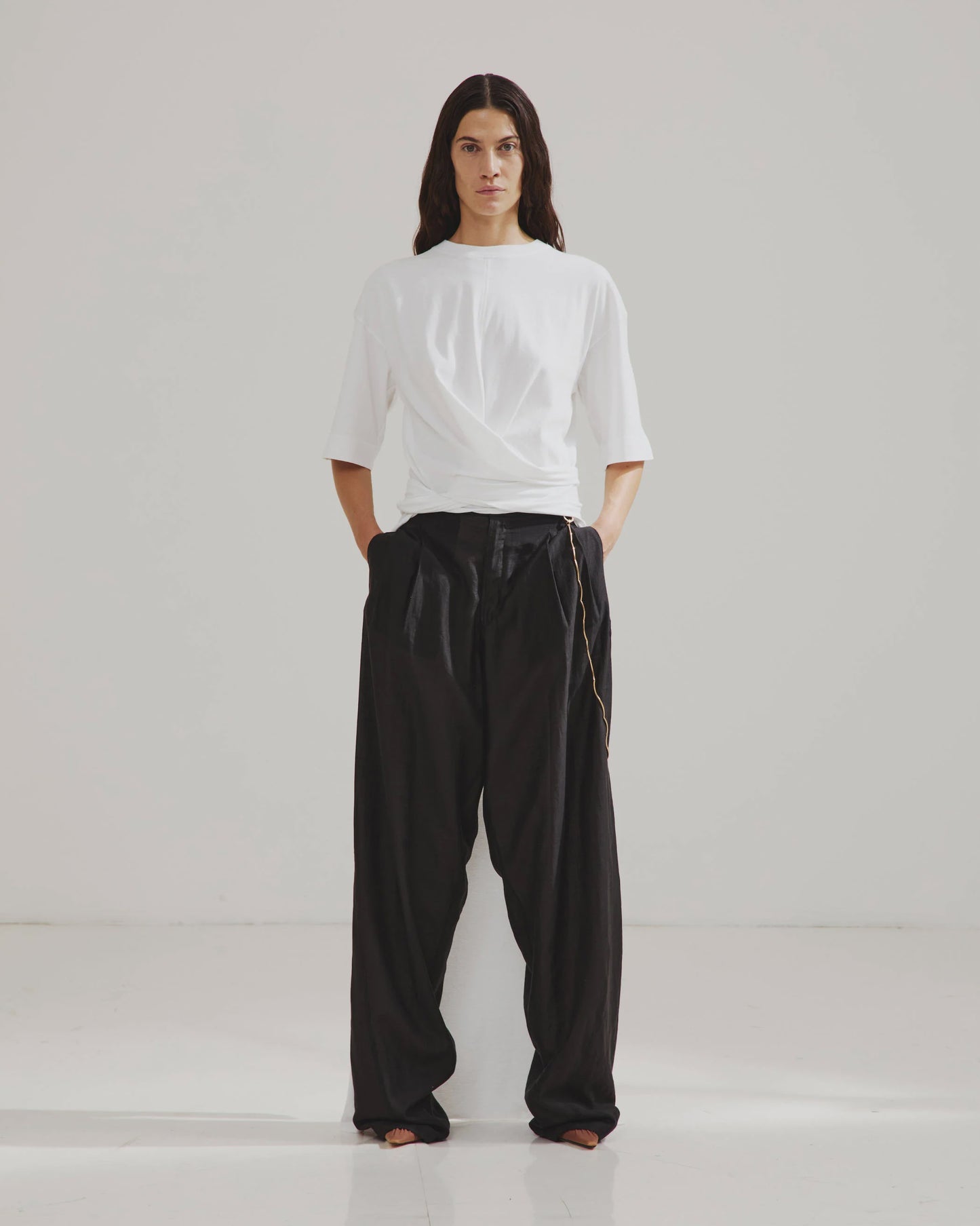 Phebe Chain Adorned Double Sided Wide-Leg Pants