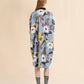 Blue Oversized Poplin Dress with Melodia print
