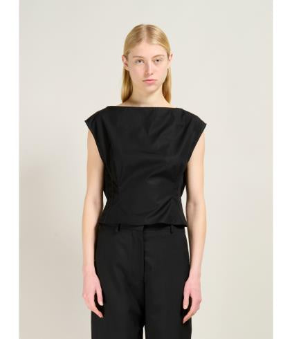 Boatneck Poplin Top